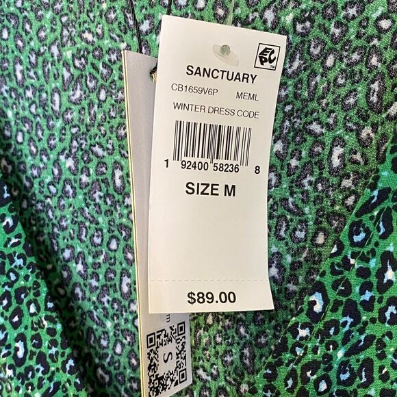 NWT Sanctuary Noell Green Blouse Leopard Print Chiffon Office Casual Corpcore - Picture 11 of 15